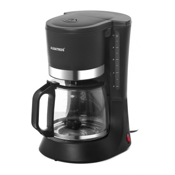 Filtru de cafea Albatros Delice, 680 W, 1.2 L, 8-10 cesti, filtru permanent, sistem antipicurare, Negru cu inox