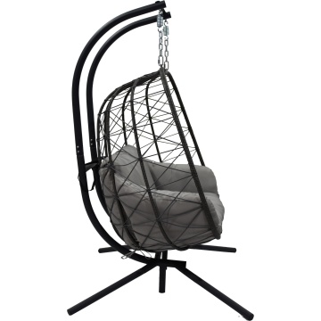 Fotoliu suspendat, pentru 2 persoane, otel/textil, 144 x 110 x 190 cm, gri - Img 2