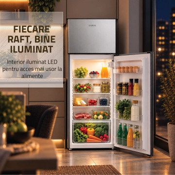 Frigider cu doua usi Samus SX286IE, 206 L, Motor Inverter, Clasa E, Dezghetare automata, Inox - Img 10