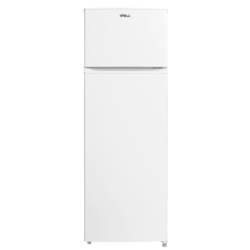 Frigider cu doua usi VIVAX DD-235E W, 235L, Clasa E, Termostat reglabil, Iluminare LED, Usi reversibile, Suprafata painted metal, 4 Rafturi de Sticla securizata, H 160 cm, Alb - Img 1