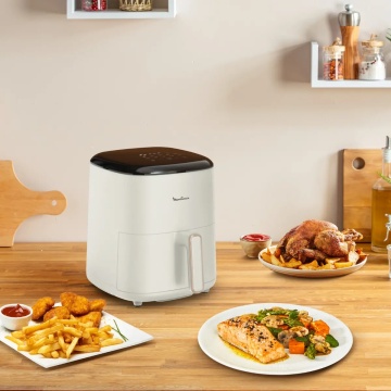 Friteuză cu aer cald Moulinex EZ245A20, capacitate 5 L, 1500 W, tehnologie de gătire fără ulei, circulație rapidă a aerului, control mecanic, funcții multiple de prăjire și coacere, Alb - Img 4