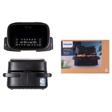 Friteuza cu aer cald Philips NA150/00, 6 programe, 2 cosuri, 7.1 l, Negru - Img 7