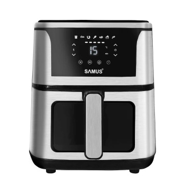 Friteuza cu aer cald Samus AF5-S1400DW, 1400 W, 5 L, Display led, Timer 60 min, 7 Programe, Fry Force 360°, Touch Control, Negru/Argintiu - Img 3