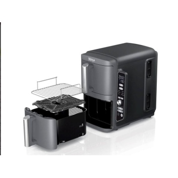Friteuza dubla cu aer cald Ninja Double Stack 9.5L2470W, argintiu