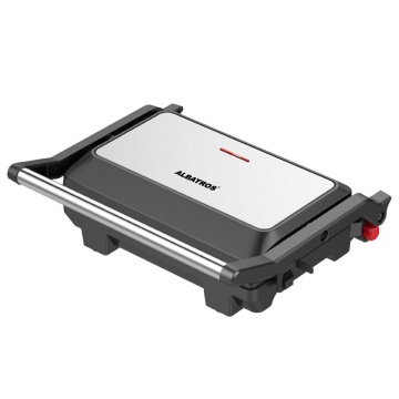 Grill electric Albatros GT-1000X, placi grill antiaderente 230x145 mm, maner termorezistent, indicator luminos, picioruse antialunecare, Negru