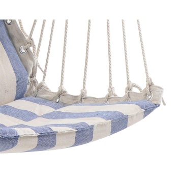 Hamac tip scaun, textil, 90 x 110 cm, alb/albastru - Img 2