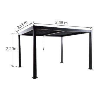 Pergola, aluminiu, 358 x 313 cm, H 229 cm, gri antracit - Img 3