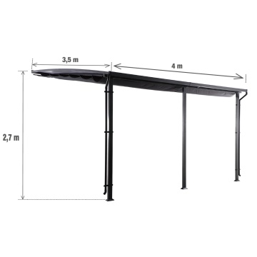Pergola gradina, pentru perete, aluminiu/otel, 400 x 350 cm, H 270 cm, gri - Img 4