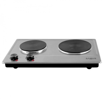 Plita electrica Samus PX302, 2 plite fonta, 2500 W, Termostat reglabil, Protectie supraincalzire, Inox