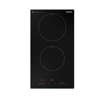 Plita incorporabila domino VIVAX BH-02MIN, Inductie, Doua zone de gatit, Boost, Control touch, Timer, 3500 W, Timer digital, Protectie copii, Indicator caldura reziduala, Sticla securizata, 30 cm, Negru