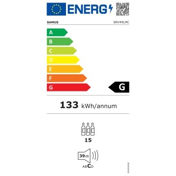 Racitor pentru vin Samus SRV49LMC, 15 sticle, 44 L, Racire cu compresor, Temperatura 5-18°C, Rafturi lemn, Negru - Img 4