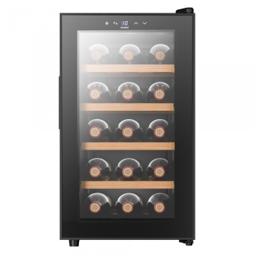 Racitor termoelectric pentru vinuri Samus SRV50LM15, 15 sticle, 48 L, 4 rafturi din lemn, 11-18°C, 26 dB, Clasa F, Negru