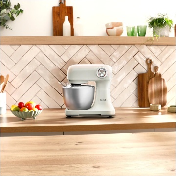 Robot de bucatarie Tefal Bake Easy QB140AF0, 500W, 12 trepte de viteza, bol 3.5L, functie Pulse, design compact, tel pentru oua, accesoriu mixat, carlig aluat, functie oprire automata, bej - Img 8