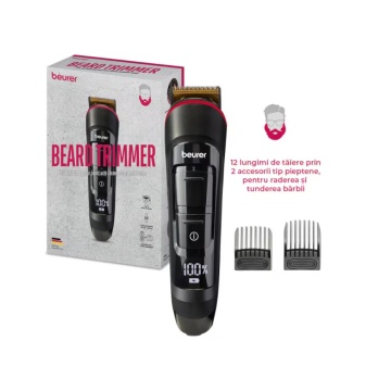 Trimmer pentru barba Beurer MN4X, lama din titan, 10 reglari de lungime, Negru - Img 2