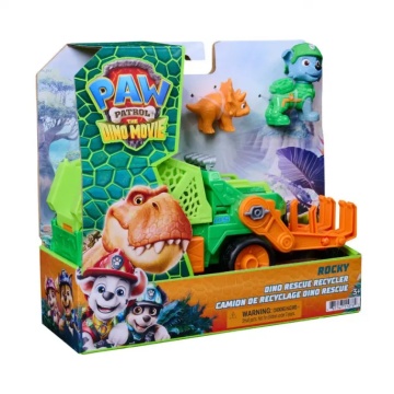Vehicul de salvare cu figurina, Paw Patrol, Dino Rescue Recycler, Rocky