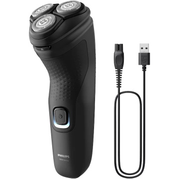 Aparat de ras PHILIPS Seria 1000 S1141/00, 3 capete rotative 4D Flex, lame PowerCut, ras umed&uscat, autonomie 40 min, maner ergonomic, capac de protectie, complet lavabil, negru - Img 3