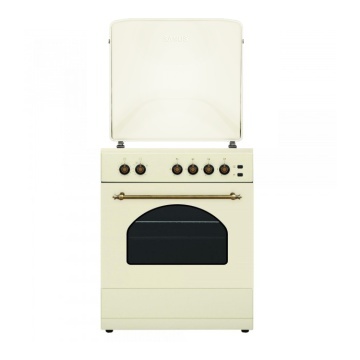 Aragaz rustic Samus SR660S4C1, 4 arzatoare gaz, Cuptor gaz 55 L, Aprindere electrica, Gratare fonta, 60x60 cm, Vintage Beige