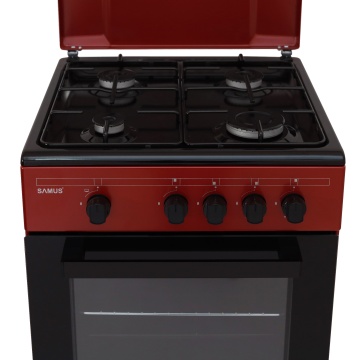 Aragaz Samus SM566APGS, 4 arzatoare gaz, cuptor gaz 49 L, capac metalic, diuze GPL montate, 50x50 cm, Burgundy/Negru - Img 4