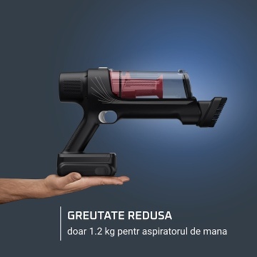 Aspirator vertical fara fir Rowenta X-Pert 7.60 RH6A73WO, 140W, autonomie 45 minute, filtrare 99%, recipient praf 0.44 L, perie cu LED, statie de incarcare cu suport accesorii, rosu & negru - Img 7