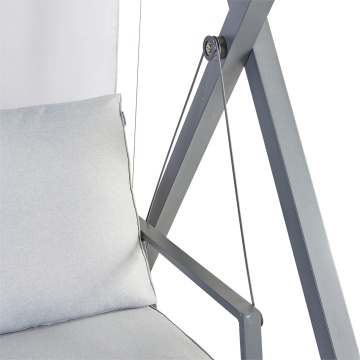 Balansoar gradina, pentru 3 persoane, otel/textil, 213 x 155 x 189 cm, gri - Img 10