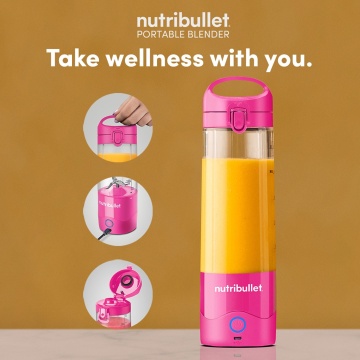 Blender portabil Nutribullet NBP003BP, 475 ml, USB‑C, roz - Img 5