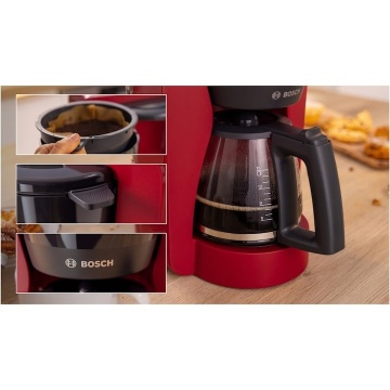 Cafetiera Bosch My Moment TKA2M114, 1.37 l, cana sticla, sistem antipicurare, oprire automata, rezervor de apa detasabil, cu sistem de umplere usoara, Rosu - Img 3