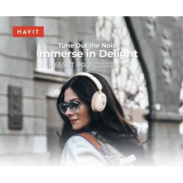 Casti wireless HAVIT H655BT PRO, Bluetooth 5.3, Bej - Img 6