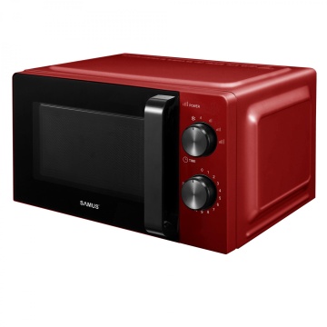 Cuptor cu microunde Samus SMC-20MR1, 20 L, 700 W, Control mecanic, 6 niveluri de putere, Timer 30 min, Rosu