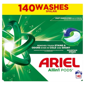 Detergent de rufe capsule Ariel Allin1 PODS Mountain Spring, 140 Spalari - Img 2