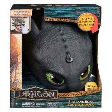 Dreamworks Dragons World of Berk - Masca interactivă Toothless Blast N Roar (How to Train Your Dragon 2025), Negru, 4 ani+