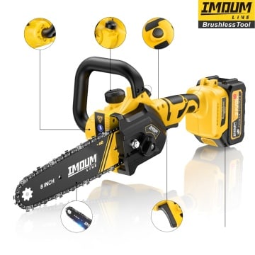 Drujba cu acumulator 8 inch, motor electric fara perii, 21V, 2 acumulatori 3.0Ah, Imoum Live - Img 8