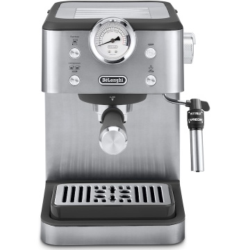 Espressor manual De'Longhi Classic EM450.M, 2 tipuri de bauturi, sistem manual de spumare, 1.7l, 1325W, 15 bar, argintiu