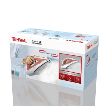 Fier de calcat cu abur Tefal Virtuo FV2C40E0, 2000 W, 120 g/min, 0.24 l, Talpa ceramica, Calcare verticala, Sistem antipicurare, Alb/Portocaliu - Img 7