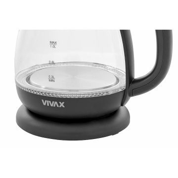 Fierbator Vivax WH-100G 1100W 1 Litru Iluminare LED Vas Sticla Negru - Img 4