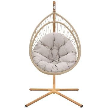 Fotoliu suspendat, pentru o persoana, otel/textil, 125 x 100 x 190 cm, bej