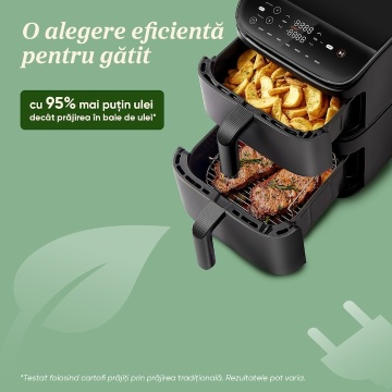 Friteuza cu aer cald COSORI Turbo Tower de 10.8 litri, 2630 W, 7 programe presetate, 30° - 230°C, Tehnologie DC motor, Negru - Img 13