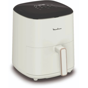 Friteuză cu aer cald Moulinex EZ245A20, capacitate 5 L, 1500 W, tehnologie de gătire fără ulei, circulație rapidă a aerului, control mecanic, funcții multiple de prăjire și coacere, Alb