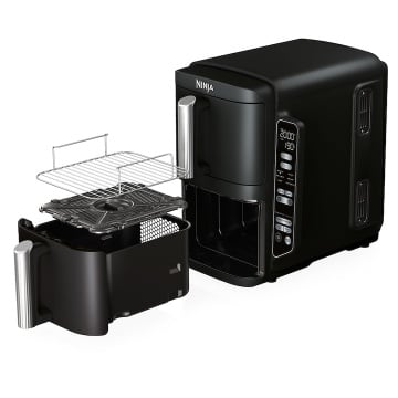 Friteuza cu aer cald Ninja Double Stack SL300, 2470W, 7.6l, 2 sertare suprapuse cu acoperire ceramica, 2 placi grill din inox, negru - Img 10