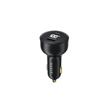 Incarcator auto cu Display Digital HAVIT CC100W, 1 USB-A, 1 USB-C, 100W, Negru - Img 6