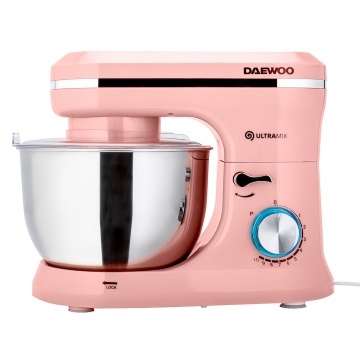 Mixer cu bol Daewoo DHM150P, 1600 W, 10 viteze, capacitate bol 4.5 l, tel, carlig framantare, palete amestecare, roz