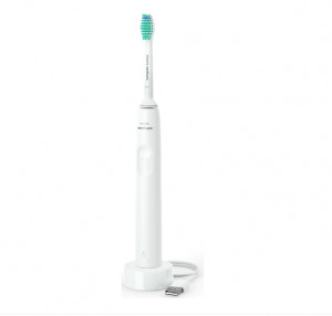 Periuta de dinti sonica electrica Philips Sonicare Seria 2100 HX3651/13, 31000 miscari/minut, Cronometru Quadpacer si SmarTimer, Design ergonomic subţire, 1 capat de periere, Alb