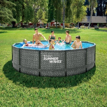 Piscina cu cadru metalic, Ø 427 cm, H 107 cm, capacitate 13.29 m³, aspect rattan - Img 8