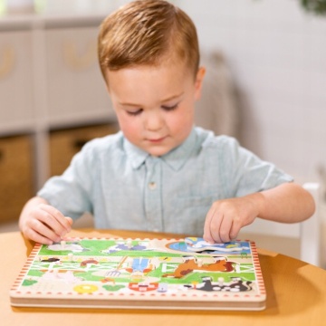 Puzzle din lemn cu sunete Melissa & Doug Spin Master - Animale de la Fermă si Fermier 2 Ani+ - Img 8