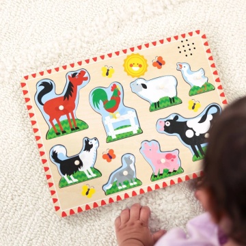 Puzzle din lemn cu sunete Melissa & Doug Spin Master - Animale de la Fermă 2 Ani+ - Img 3