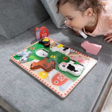 Puzzle din lemn Melissa & Doug Spin Master - Animale de la Fermă 8 piese 2 Ani+ - Img 5