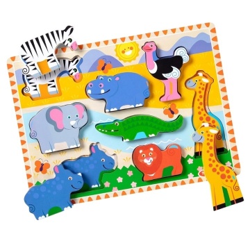 Puzzle din lemn Melissa & Doug Spin Master - Animale din Safari 8 piese 2 Ani+ - Img 2