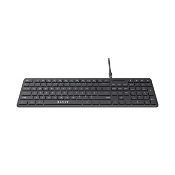 (Resigilat) Tastatura cu Fir HAVIT KB252, USB-C, 300mA, Cablu 1.5m, 5V, 432 x 123 x 21mm, Negru - Img 2