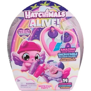 Set figurine Hatchimals Alive Curcubeu, Spin Master, Bestie Pool Party - Img 1