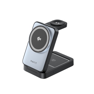 Statie de incarcare 3 in 1 wireless HAVIT W3103, 15 W, Negru – Gri, 96 x 65 x 30 mm - Img 1
