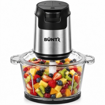 Tocator Electric BUNTZ, BFC-300S, Bol din Sticla 2L, 4 Lame din Otel Inoxidabil, 300W, Protectie la Supraincalzire, Tocator pentru Carne, Legume, Fructe, Argintiu - Img 5